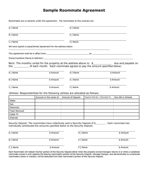 40+ Free Roommate Agreement Templates & Forms (Word, PDF)