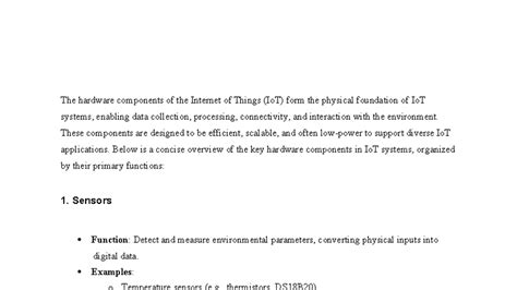 IoT 101: Key Hardware Components Overview for IoT Systems - Studocu