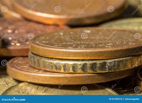Edge View of Five and Ten Cent Euro Coins Stock Photo - Image of europe ...