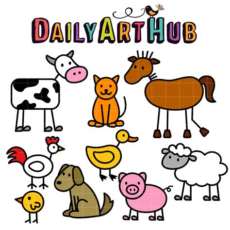 Stick Farm Animals Clip Art Set – Daily Art Hub // Graphics, Alphabets ...