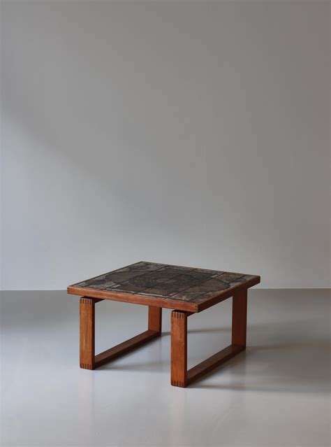 Danish Modern Center Table in Solid Teakwood and Ceramic Tiles by Ox ...