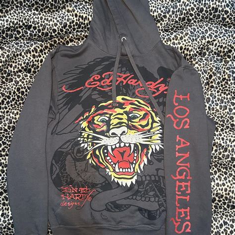 Ed Hardy Hoodie men's small ( oversized fit) - Depop