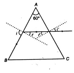 At what angle, a ray of light will incident on one face of an ...