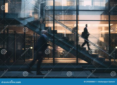 Blurred Business People Walking Up and Down Stair Outside Office in Fast Movement Stock Image ...