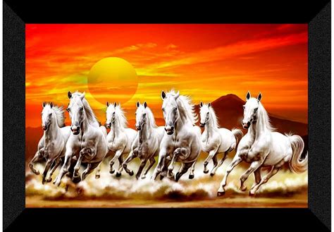 SAF paintings Pack of 1 Seven Running horse modern art wall painting ...