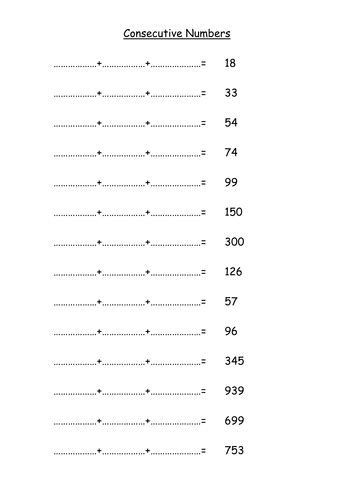 Image result for Consecutive Numbers Test
