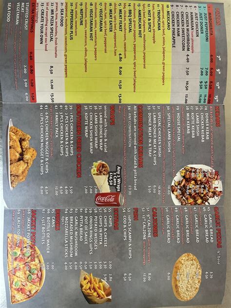 Menu at Mr Pizza pizzeria, Alford