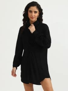 United Colors of Benetton Women Shirt Black Above Knee/Mid Thigh Length ...