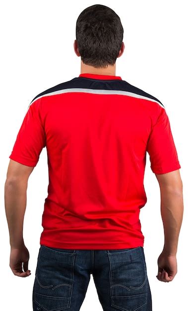 Football fan in red jersey | Premium Photo