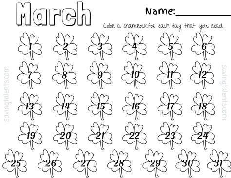 Free Printable Reading Charts for Kids (Month by Month) - Saving Talents