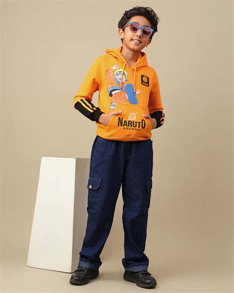 Naruto Uzumaki Anime Printed Orange Regular Fit Hoodie For Boys – Kidsville