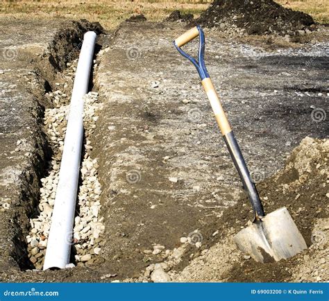 French Drain Intallation stock photo. Image of drain - 69003200