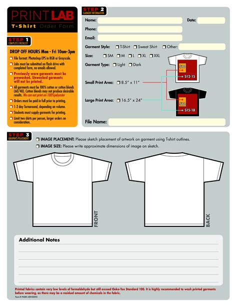 T Shirt Order Forms Template Free