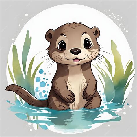 Premium Photo | Cute Baby Otter Clipart