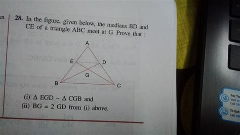 In the figure,given below, the medians BD and CE of a triangle ABC meet ...