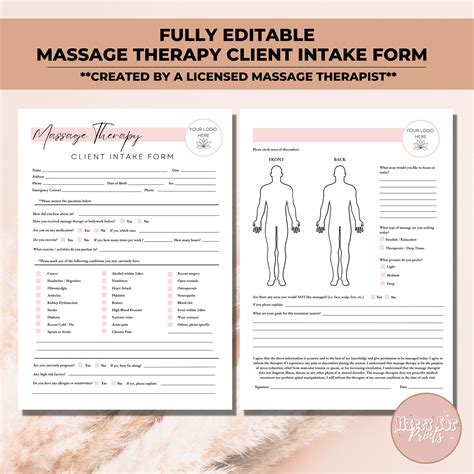 Massage Intake Form Template