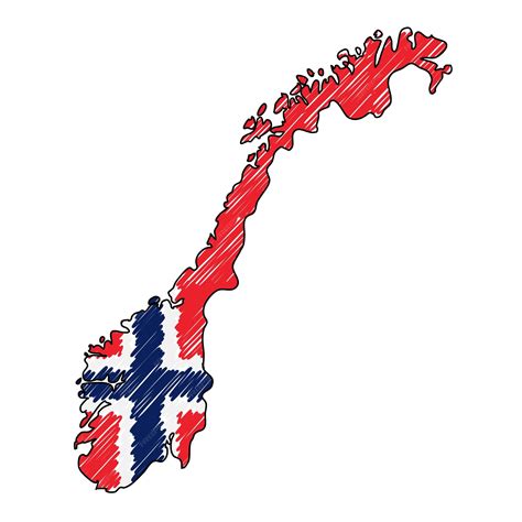 Norwegen-Karte handgezeichnete Skizze Vektor-Konzept Illustration ...