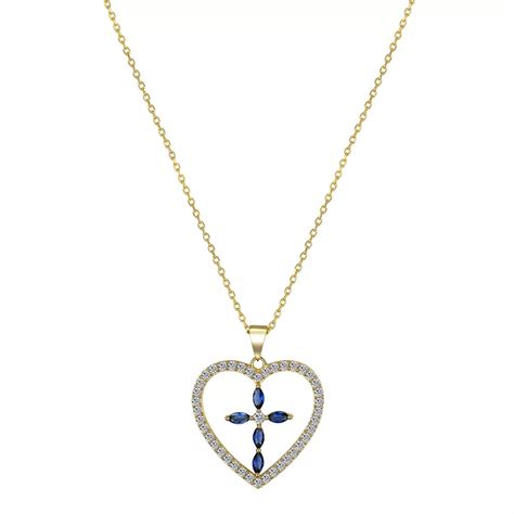 Gratitude & Grace 14k Gold Plated Blue Cubic Zirconia & Crystal Cross ...