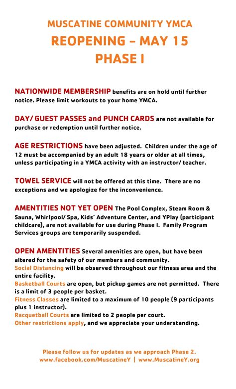 WHAT TO EXPECT-New Guidelines – Muscatine Community YMCA