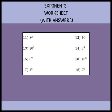 Image result for Exponents Worksheets with Answer Key