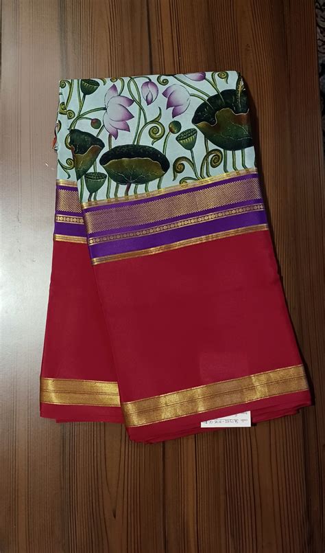 Seafoam Green Digital Print Premium Bentex 3D Mysore Crepe Pure Silk S ...