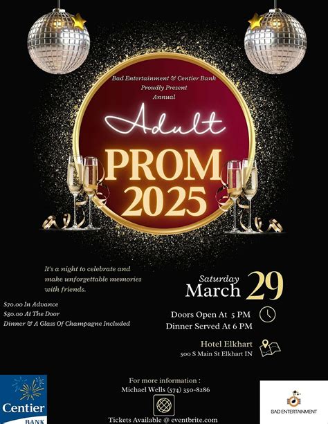 Bad Entertainment & Centier Bank Presents Annual Adult Prom 2025, Hotel ...