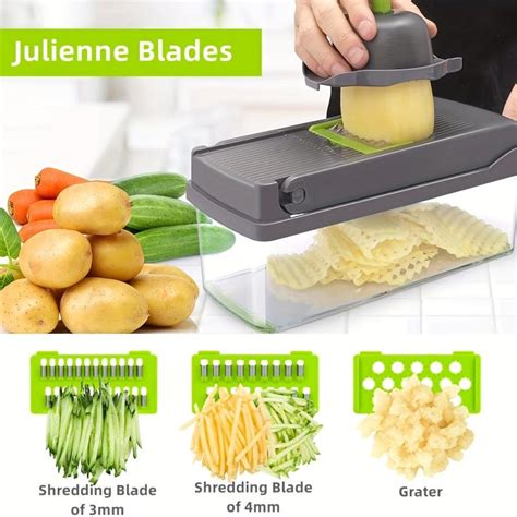 12 In 1 Vegetable Chopper Onion Chopper Stainless Steel Blades Mandolin ...
