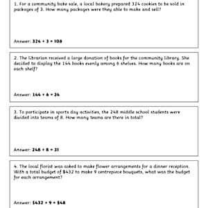 3-Digit by 1-Digit Division Word Problems Worksheet