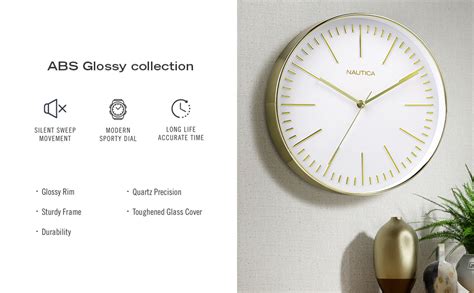 Buy Nautica Luxury Finish Modern Wall Clock with Silent Non-Ticking ...