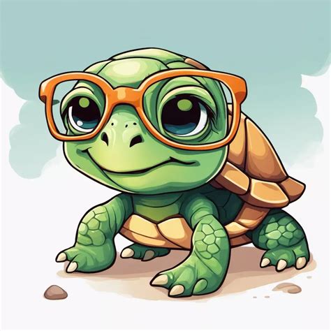 a cartoon turtle with glasses on its head