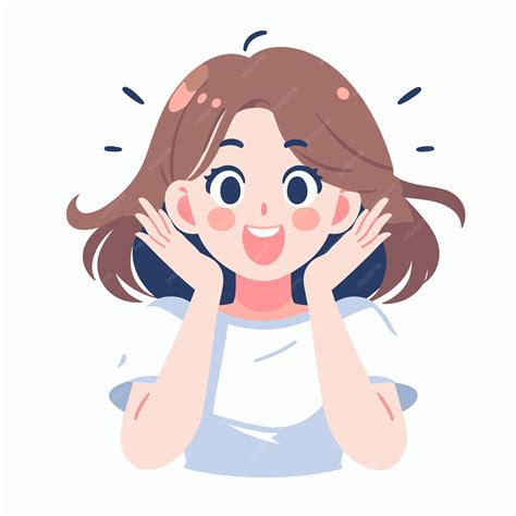 Premium Vector | Young woman with happy surprised face vector ...