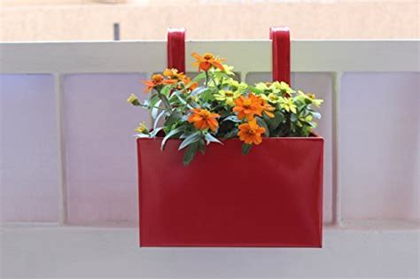 Green Gardenia Square Railing Planter/Hanging Planter Plain Large-Pink ...