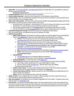 Fillable Online Graduate Admissions Checklist Fax Email Print - pdfFiller