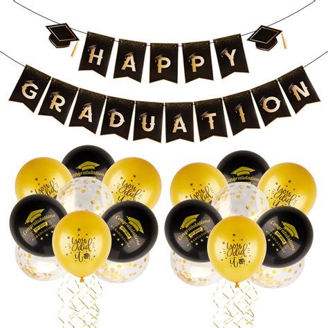 Happy Graduation Banner With Confetti Balloons Bunting Congrats Grad ...