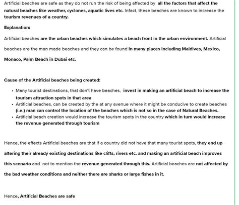 Artical beaches are safe: effect and cause - Brainly.in
