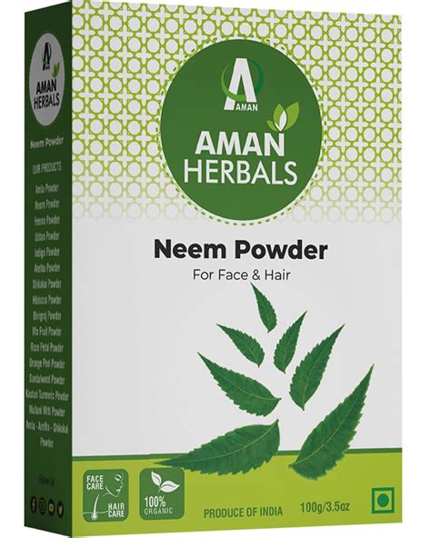 Aman Herbals 100% Pure Neem Powder for Skin, Hair & Face | Natural Anti ...
