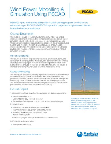 Brochure wind power modeling and simulation using pscad brand update ...