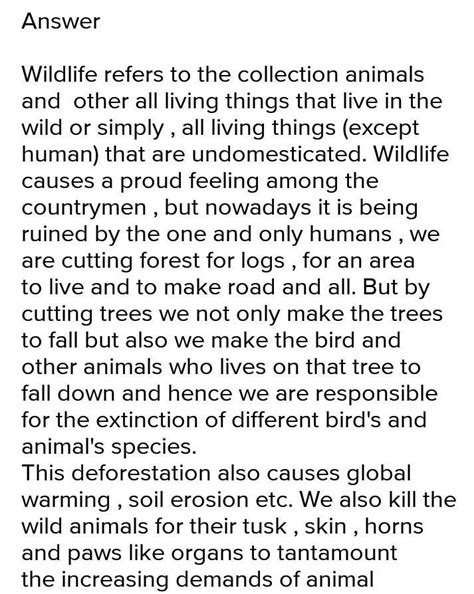 write an article on save wildlife in about 150 words - Brainly.in