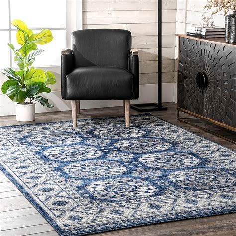 nuLOOM Shea 9 x 12 (ft) Loomed Polypropylene Blue Rectangular Indoor ...
