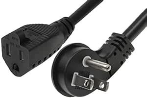 SF Cable 1ft Ultra Low Profile Angle NEMA 5-15P to 5-15R with 12 inches ...