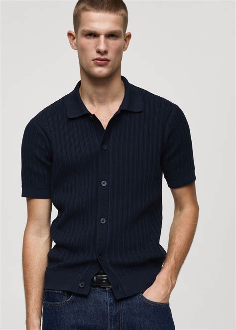 Cotton structued polo shirt with buttons - Men | MANGO Cambodia