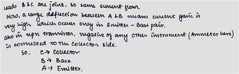 An n - p - n transistor has three leads A, B and C. Connecting B and C ...