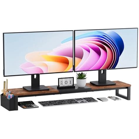 VERSASKY Dual Monitor Stand Riser, 41.5'' Extra Long Wood India | Ubuy