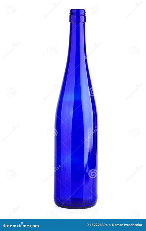 Empty blue wine bottle stock photo. Image of isolated - 152226394