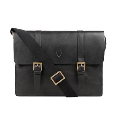 Hidesign Leather 38 cms Black Messenger Bag (Hidesign EE Eden 01 Mens ...