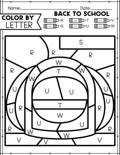 Free Printable Back To School Color by Number & Letter - In The Playroom