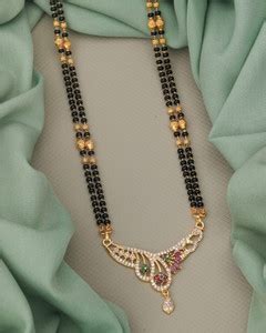 GREATSALE 1 Gram Gold Plated 30"Inch-Long A.D Pendant & 2 Strand Ser ...