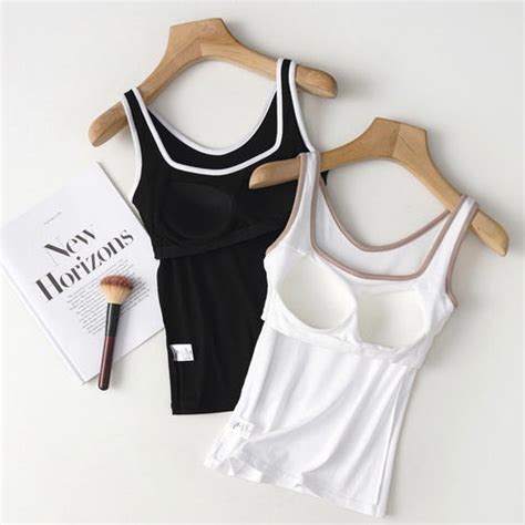 Trimmed Built-In Bra Tank Tops – Twirl Around World