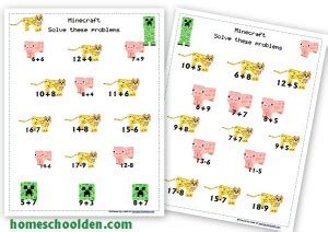 Image result for Minecraft Math Addition Sheet