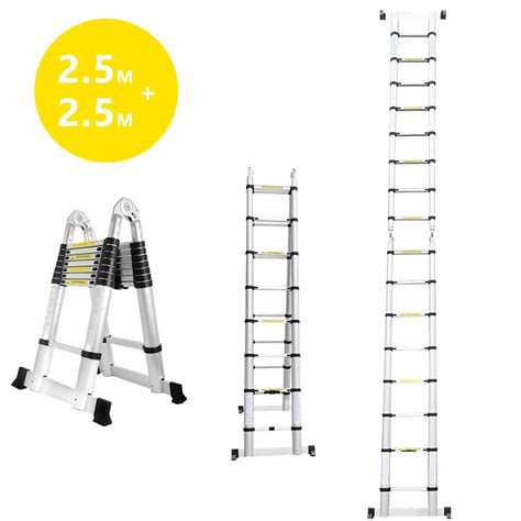 2,5+2,5 m Scala telescopica in alluminio, scala telescopica elevata ...
